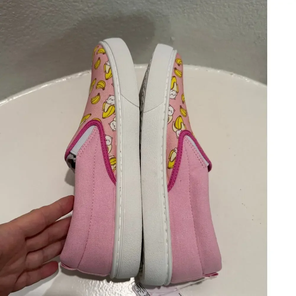 BANANYA FRIENDS Slip-on Sneakers NWT Pink Canvas Size US 10
